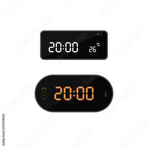 illustration of at twenty o'clock digital clock icon sign and symbol. colored icon for website design