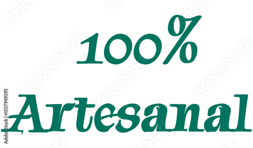 100% artesanal, vector en español con estilo artesanal y fondo transparente
