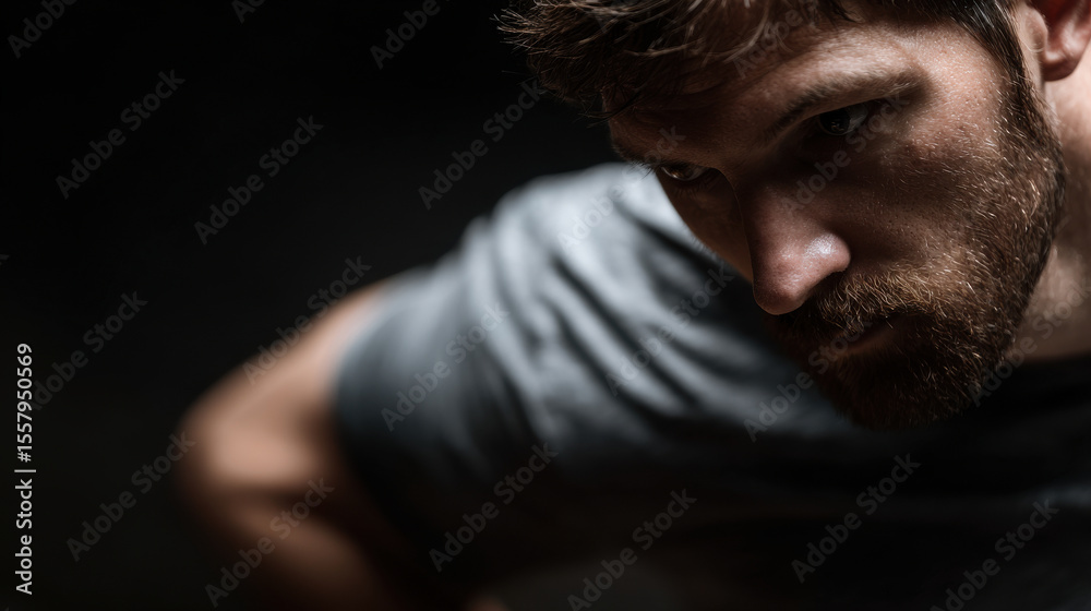 Obraz premium focused athlete aiming at dartboard intense concentration on their face dynamic posture captured in left corner of