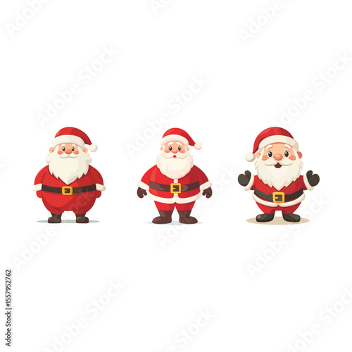 Vector set of funny cute santa claus