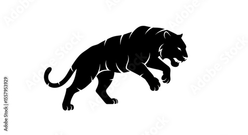 Black Tiger Silhouette Vector Illustration Wildlife Art