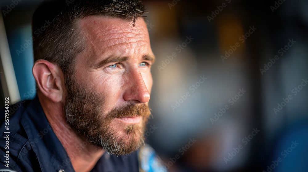 Fototapeta premium paramedic with concentrated expression examining patient looking to left