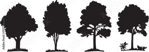 Black Tree Silhouette Set – Deciduous and Evergreen Designs
