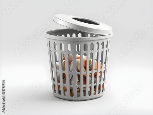 trash bin with paper