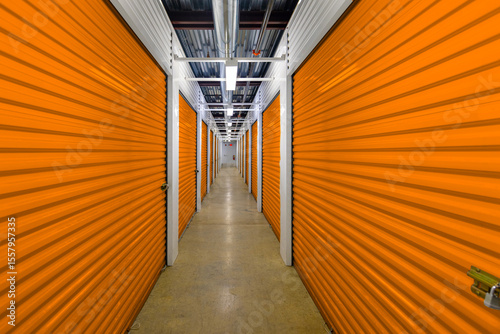 Inside climate controlled storage units with orange doors