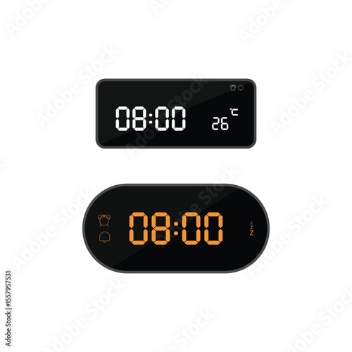 illustration of at eight o'clock digital clock icon sign and symbol. colored icon for website design