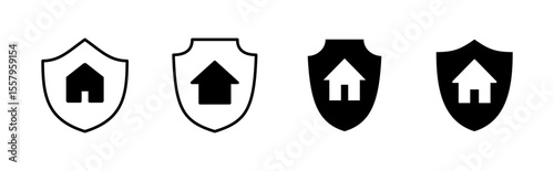 Home insurance icon set. home protection icon