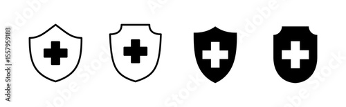 Health insurance icon set. Insurance health document icon