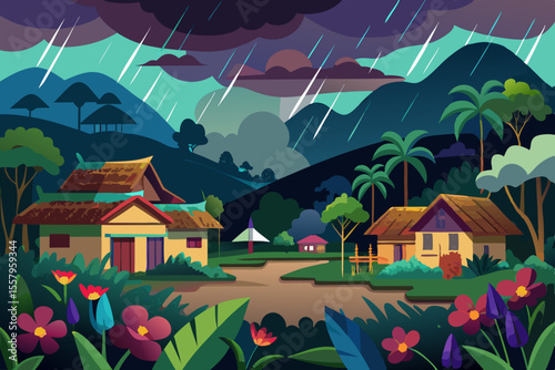 Rainy Season in a Tropical Village