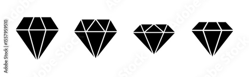 Diamond icon set. diamond gems vector icon.