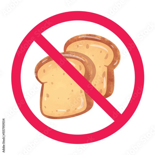 No bread sign, forbidden bread sign, no loaf of bread allowed, stop eating bread sign, no loaf of bread allowed
