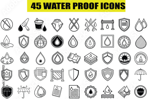 A set of waterproof vector icons for business and graphical