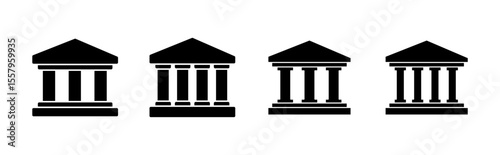 Bank icon set. bank vector icon, museum, university