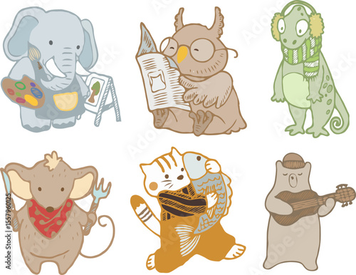 set of animal cartoon character drawing series 2