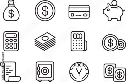 Financial Icons Money, Banking, and Investment Graphics