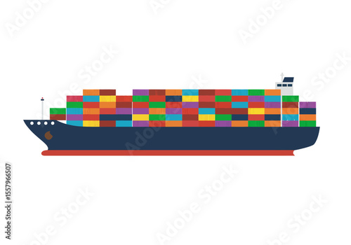Cargo ship laden with colorful containers navigating the waters