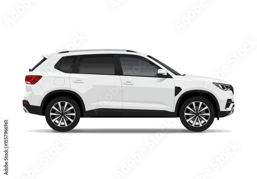 White car viewed from the side with blacktinted windows