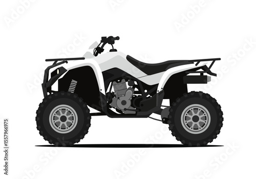 White ATV depicted with black components  tires on a neutral background
