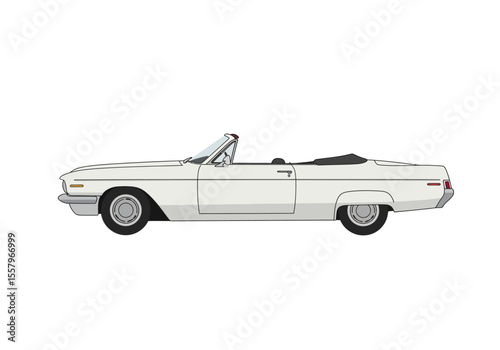 White convertible car side view parked