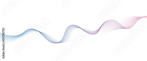 Abstract flowing wave made of a halftone dot pattern. Dynamic data wave technology background with a halftone particle effect	
