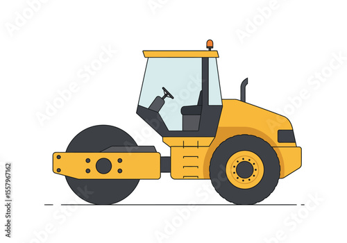 Yellow construction roller on a white background