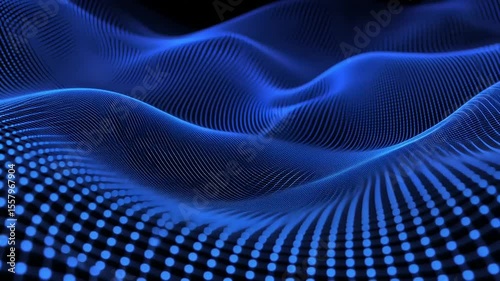 Wallpaper Mural Abstract blue wave pattern with flowing lines and dots, creating a digital landscape effect Torontodigital.ca