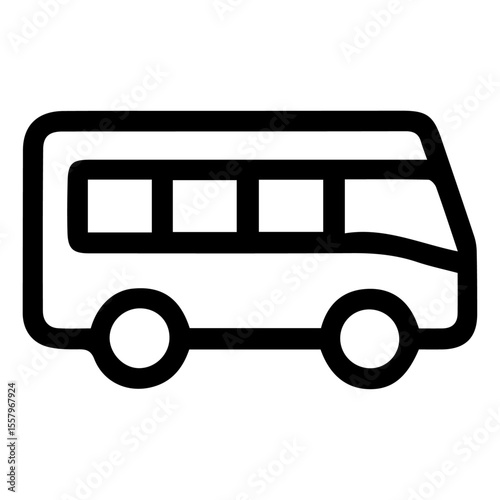 Simple Line Art Icon of a Public Transportation Bus