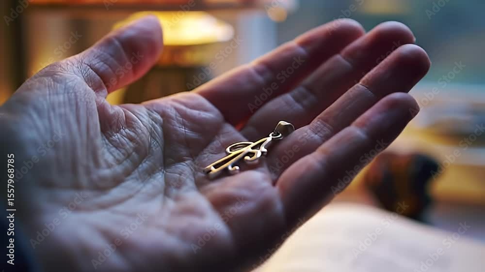 Silver charm rests in an open palm