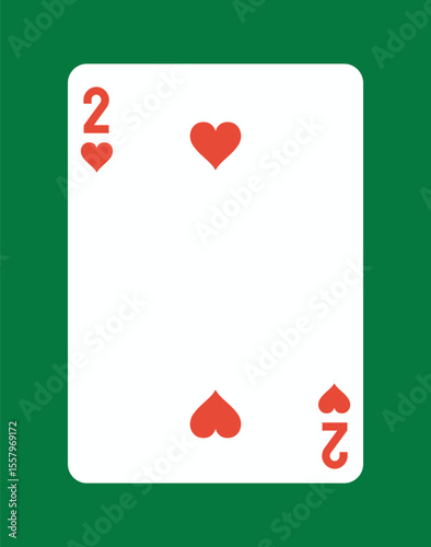 Two of Hearts Playing Card Design. Vector illustration