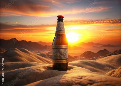 Keffiyeh Beer: Middle Eastern Craft Brew, Desert Sunset,  Arabic Pattern,  Artisan Beer,  Unique Beer Label Design,  Brewing,  Craft Beer Packaging