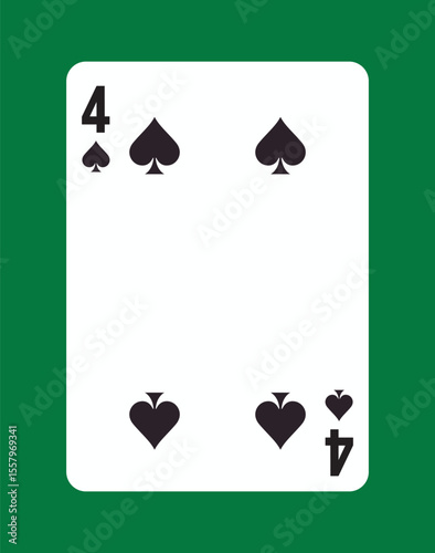 Four of spades playing card design. Vector illustration