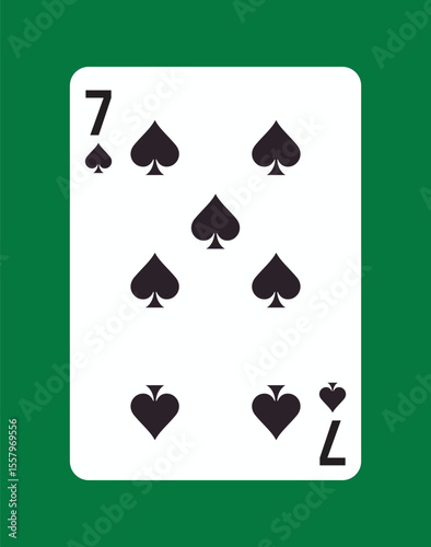 Seven of Spades Playing Card Design. Vector illustration
