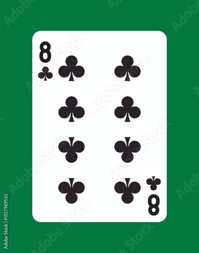 Eight of Clubs Playing Card Design. Vector illustration