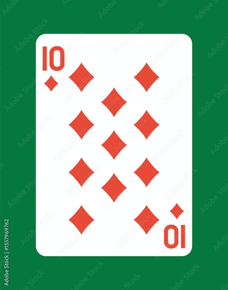 Obraz premium Ten of Diamonds playing card design. Vector illustration