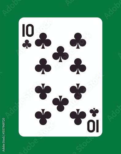 Ten of Clubs playing card design. Vector illustration