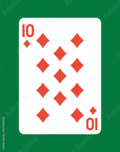 Ten of Diamonds playing card design. Vector illustration