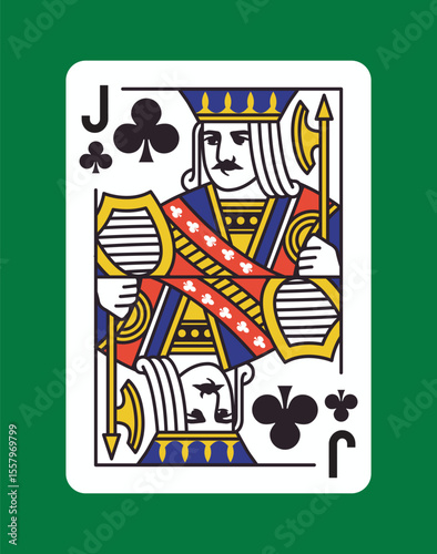 Jack of Clubs playing card design. Vector illustration