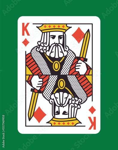 King of Diamonds playing card art. Vector illustration