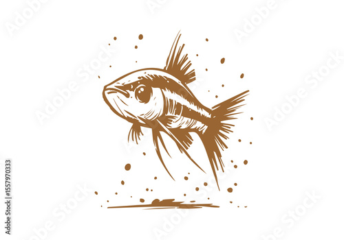 Minnow Fish Hand Drawn Natural Illustration Vector Isolated by AZ for Books, Arts, Design and Decoration Graphic Asset