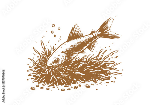 Minnow Fish Hand Drawn Natural Illustration Vector Isolated by AZ for Books, Arts, Design and Decoration Graphic Asset