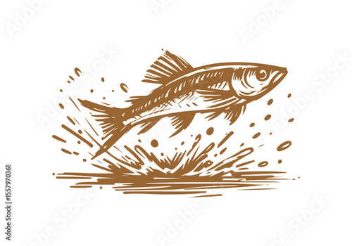 Minnow Fish Hand Drawn Natural Illustration Vector Isolated by AZ for Books, Arts, Design and Decoration Graphic Asset