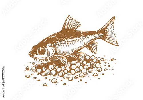 Minnow Fish Hand Drawn Natural Illustration Vector Isolated by AZ for Books, Arts, Design and Decoration Graphic Asset