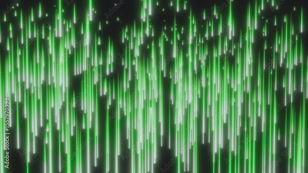 Looped neon green glowing digital light streaks animated abstract background 4K endless seamless loop 3d vfx video motion graphics. Bright electric animation. Matrix, data flow, virtual reality vfx