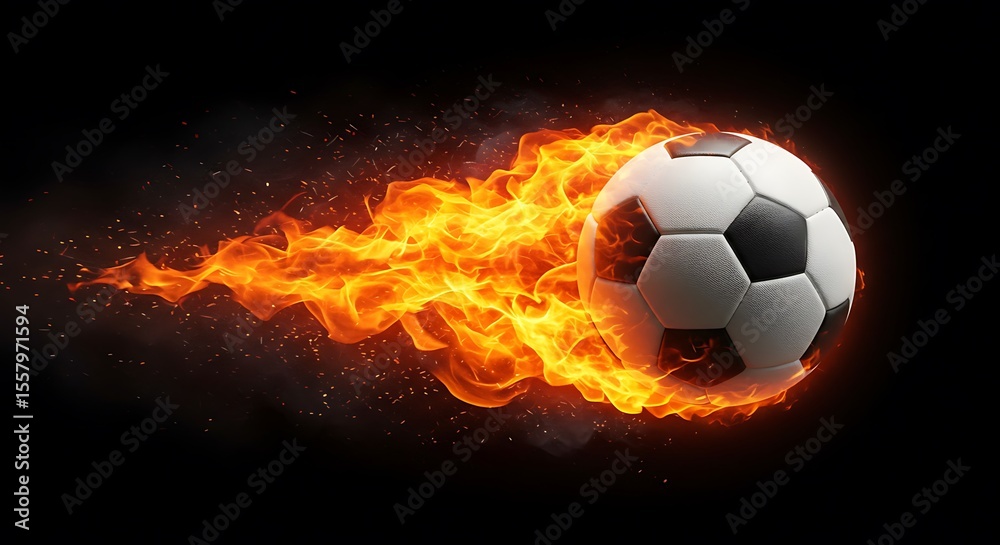 Fototapeta premium Soccer ball in flames