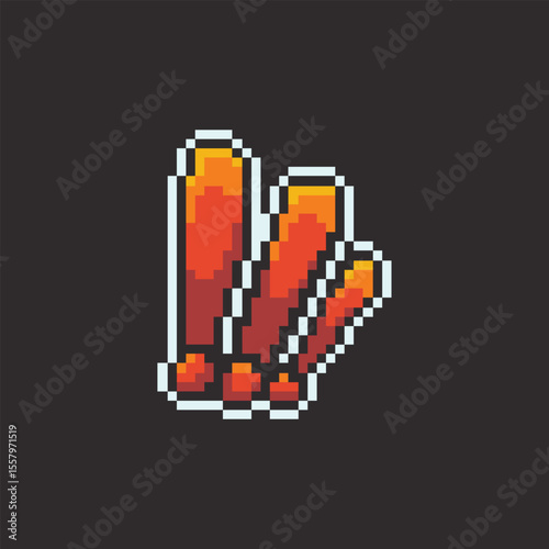 this is exclamation mark icon in pixel art with colorful color and black background this item good for presentations,stickers, icons, t shirt design,game asset,logo and your project.