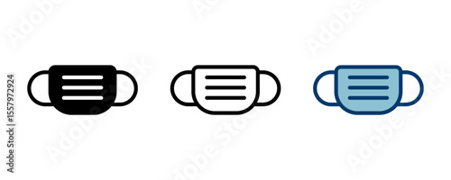 Mask icon vector isolated on white background. Man face with mask icon. Safety breathing masks. Industrial safety N95 mask. Medical mask vector icon.