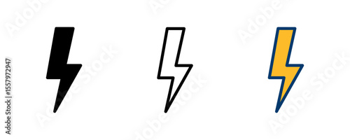 Lightning icon vector isolated on white background. Bolt icon vector. Energy and thunder electric icon