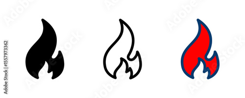 Fire icon vector isolated on white background. Fire flame icon template. Fire flames symbol vector