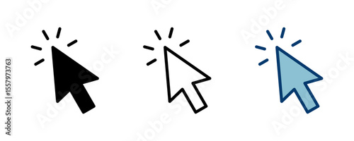 Click icon vector isolated on white background. Cursor icon. Computer mouse click cursor black arrow icons. pointer arrow