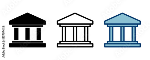 Bank icon vector isolated on white background. bank vector icon, museum, university